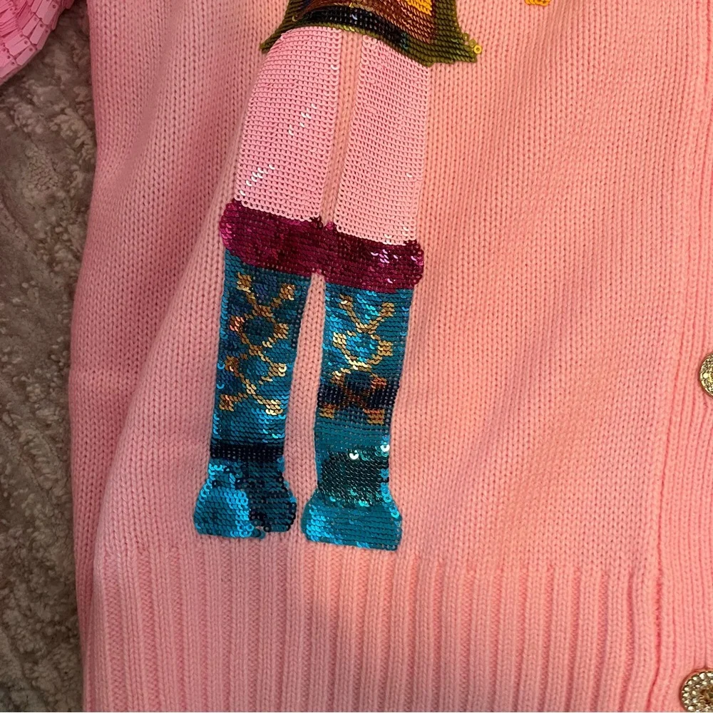 Queen of Sparkles Pink Sequin Nutcracker Cardigan Small NWOT - Picture 3 of 7